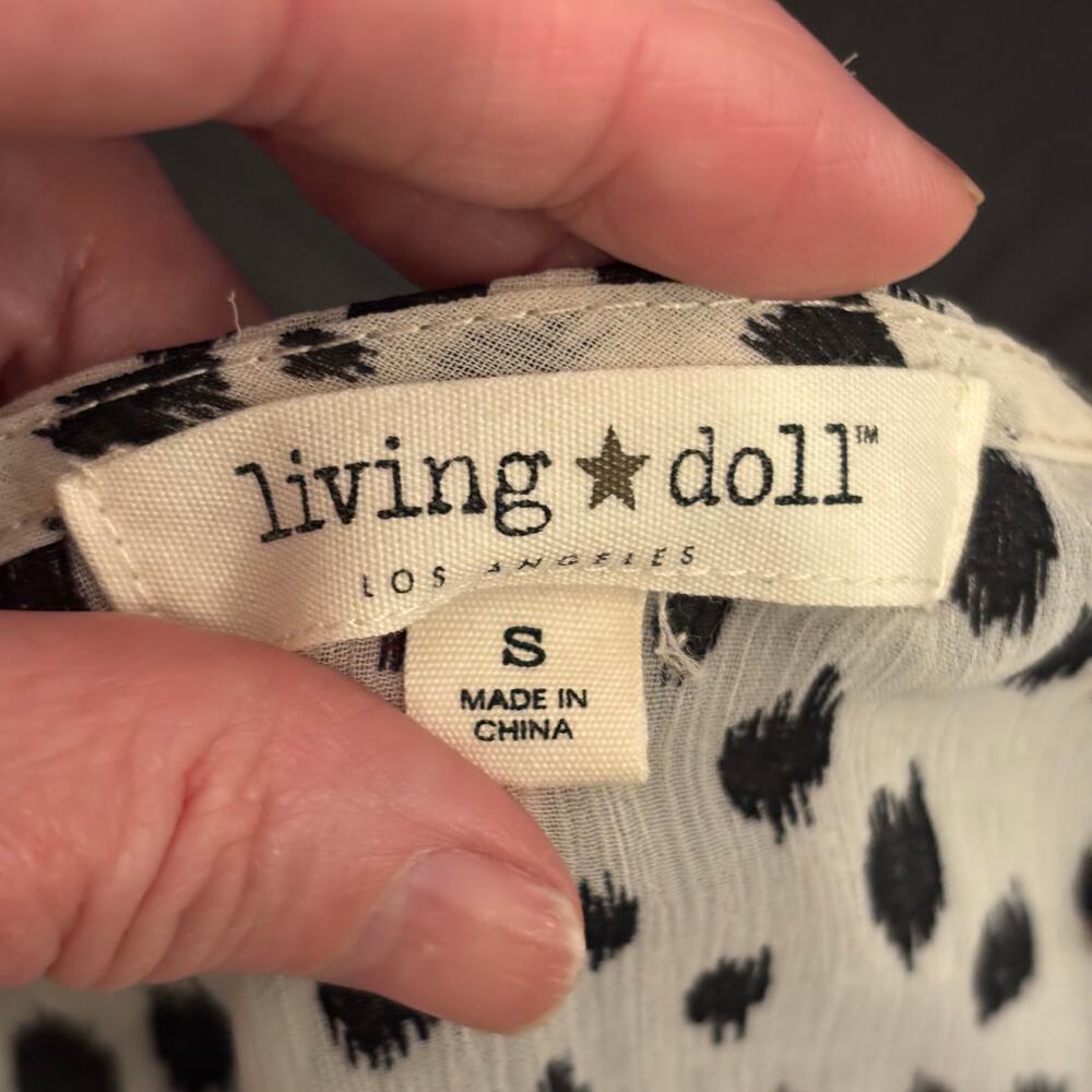 Living Doll Dalmatian Print Ruffle Sleeve Midi Dress Womens Flowy Boho Sz M - Picture 12 of 14